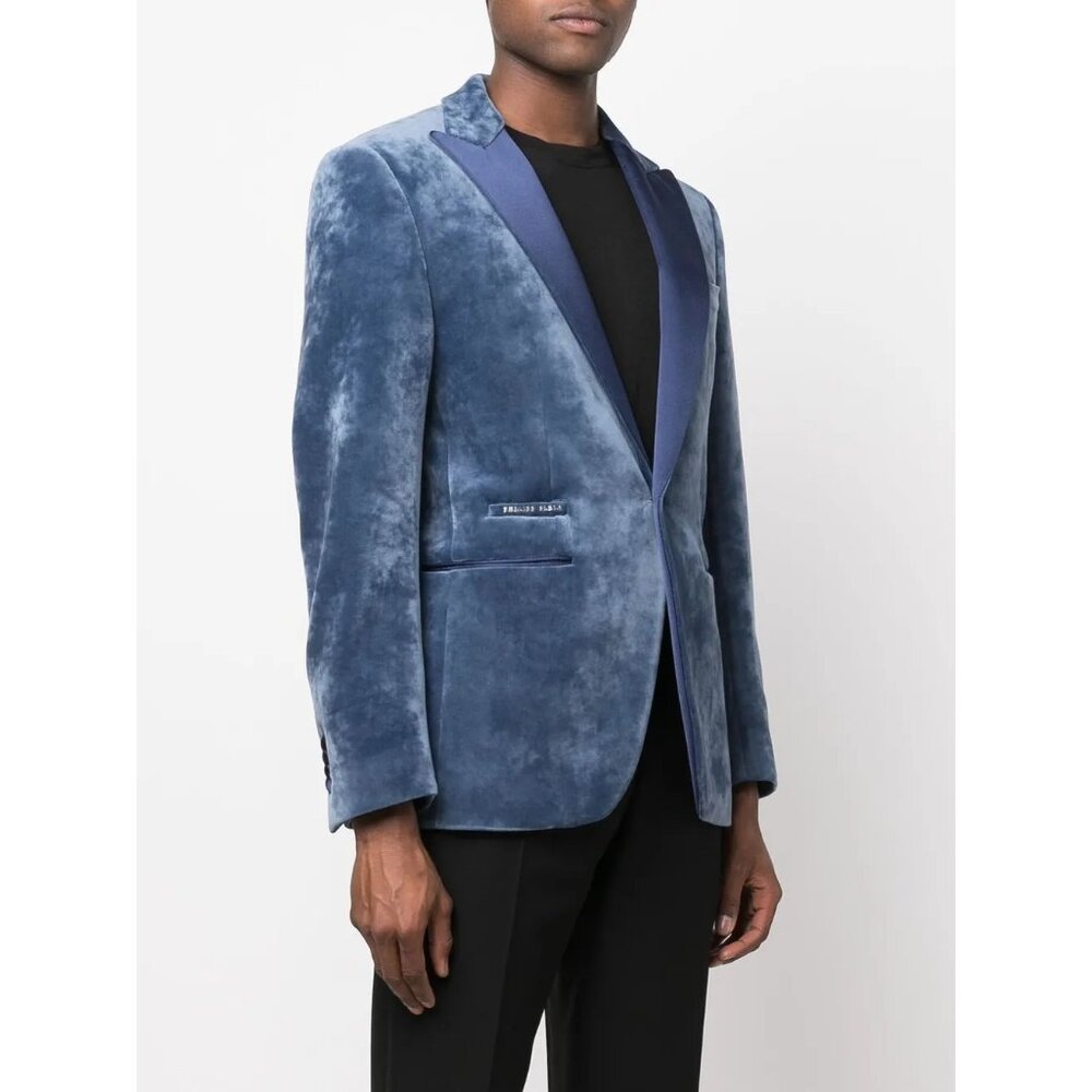 NWT $2810 Philipp Plein Blazer Lord Fit in Dark Grey Blue Size 48